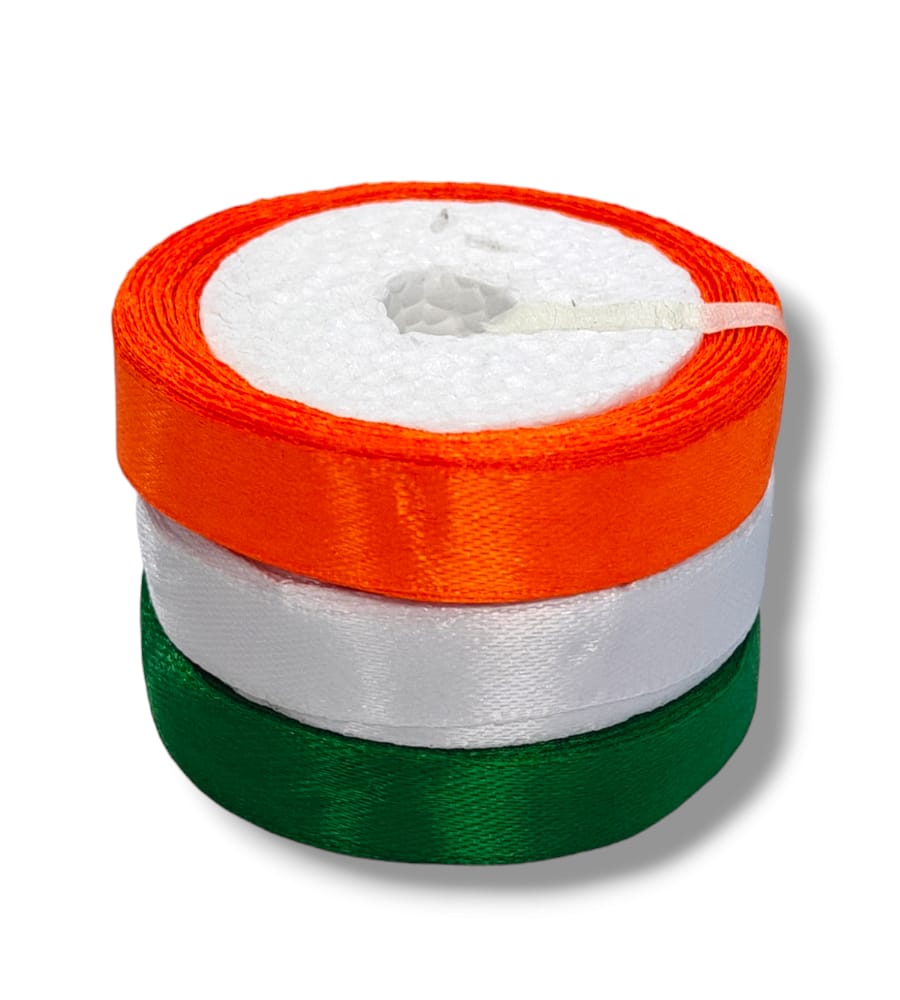 Tricolor Satin Ribbon - Set of 3 Ribbon Rolls, 10 Meters Each Republic Day Celebration, Independence Day Celebration